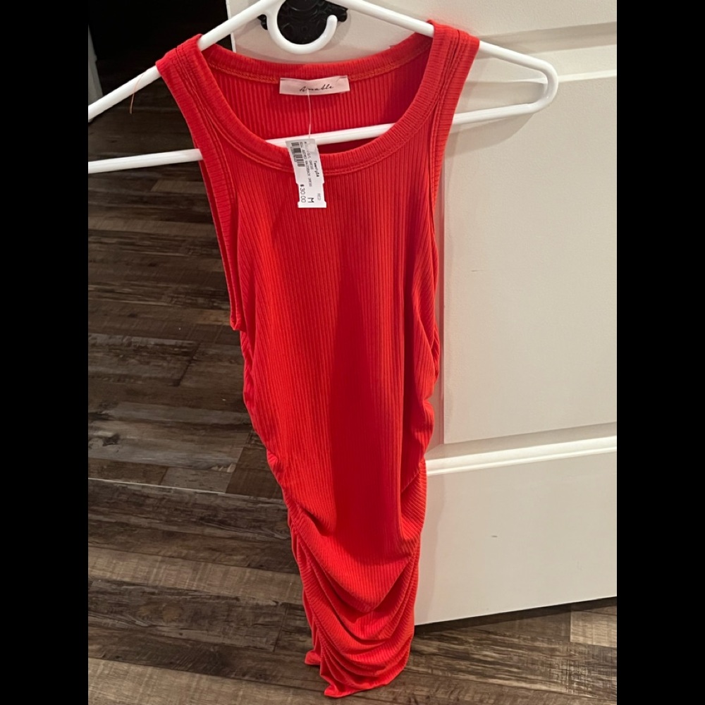 Side Ruched Raceback Red Dress